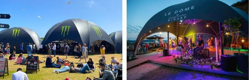 MONSTERロゴとドームテント、イベント風景