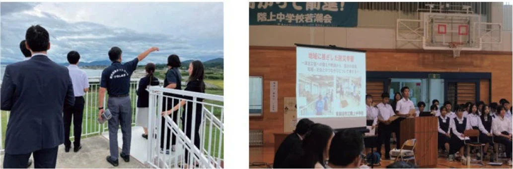 中学校での防災学習発表会の様子