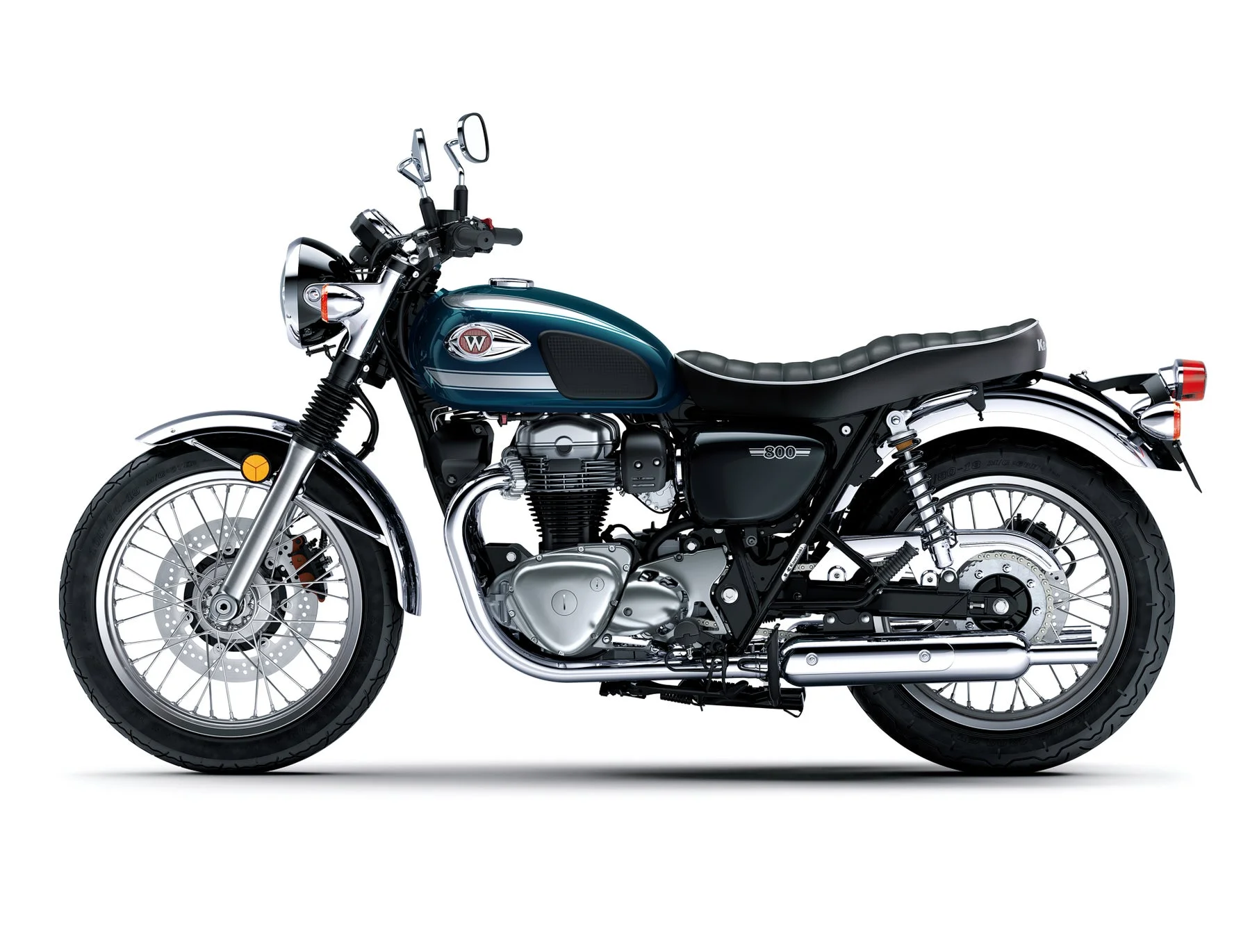 メタリックディープブルーのW800側面