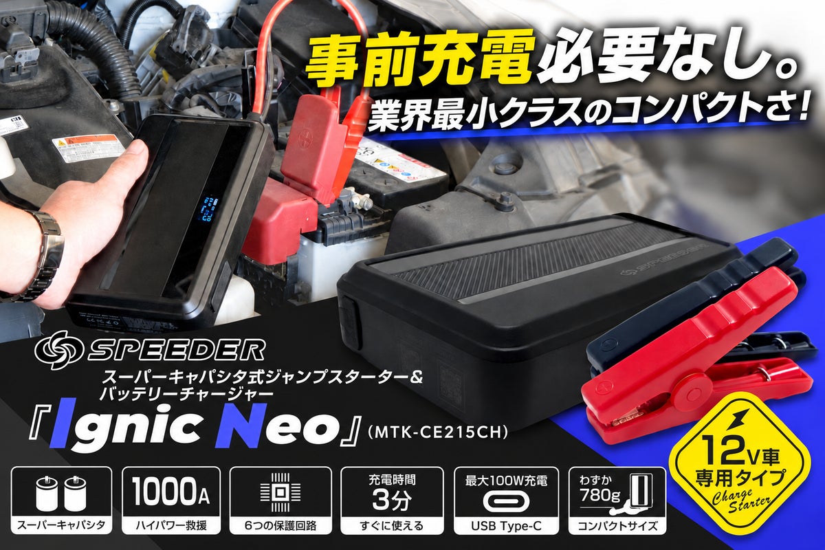 充電不要のジャンプスターターで、冬のバッテリー上がりを”救援”も”予防”も。2-in-1の『Ignic Neo』がAmazonで10%OFF・10月12日(月)〜10月26日(月)